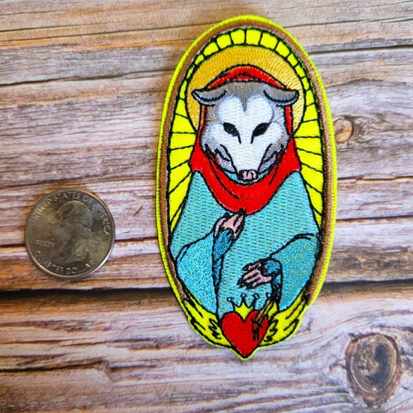 3/13$  Mother Mary Saint Opossum Sacred Heart Catholic Embroidered Patch. - Picture 2 of 2